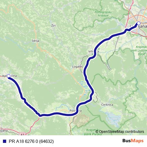 PR A18 6276 0 (64632) bus Line Map
