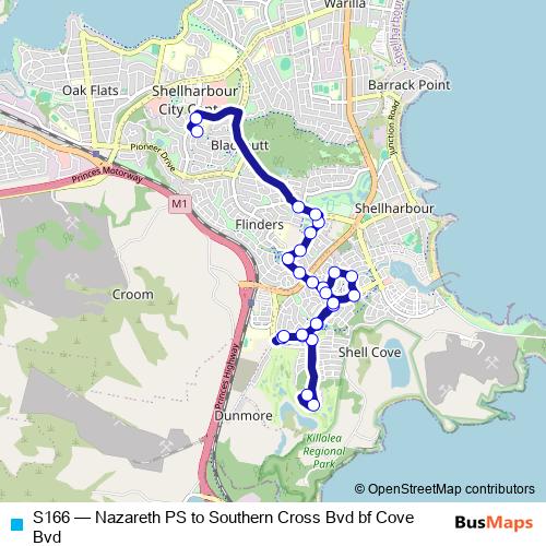 S166 bus Line Map