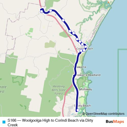 S166 bus Line Map