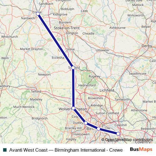 Avanti West Coast rail Line Map