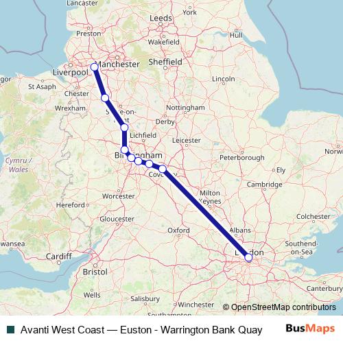 Avanti West Coast rail Line Map