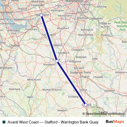 Avanti West Coast rail Line Map