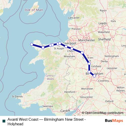 Avanti West Coast rail Line Map