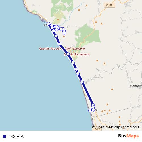 142 H A bus Line Map