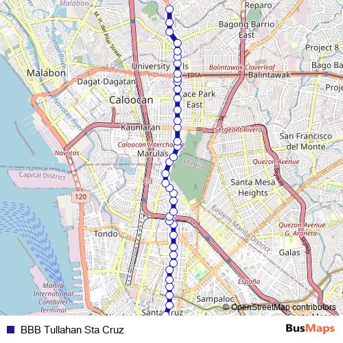 BBB Tullahan Sta Cruz bus Line Map