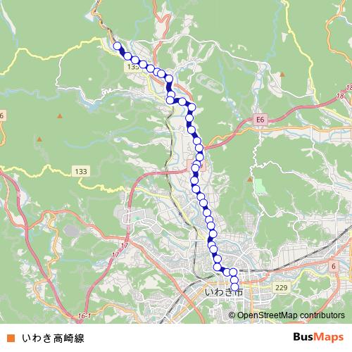 Iwaki Takasaki Line bus Line Map
