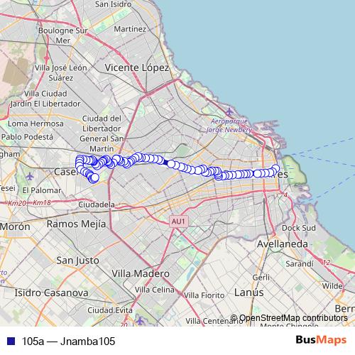 105a bus Line Map