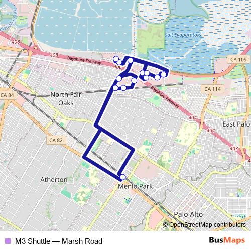 M3 Shuttle bus Line Map