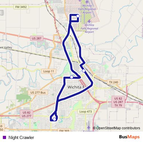 Night Crawler bus Line Map