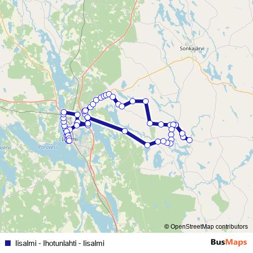 Iisalmi - Ihotunlahti - Iisalmi bus Line Map
