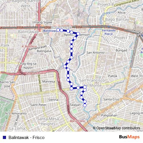 Balintawak - Frisco bus Line Map