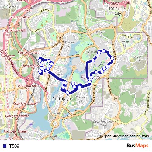 T509 bus Line Map