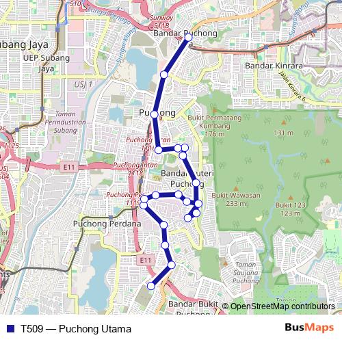 T509 bus Line Map