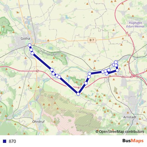 870 bus Line Map