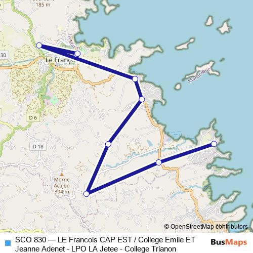 SCO 830 bus Line Map
