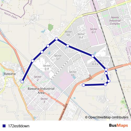 172estldown bus Line Map