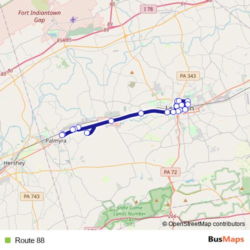 Route 88 bus Line Map