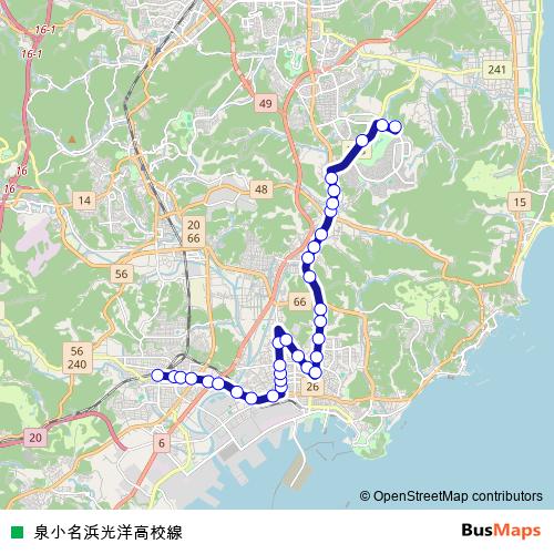 Izumi Onahama Koyo-Koko Line bus Line Map