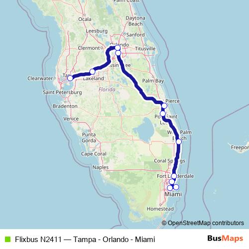 Flixbus N2411 bus Line Map
