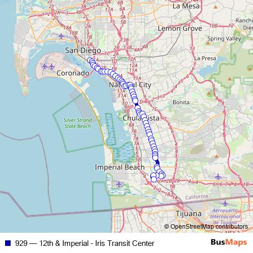 929 bus Line Map