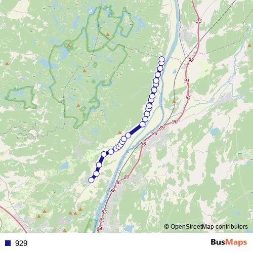 929 bus Line Map