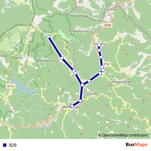 929 bus Line Map