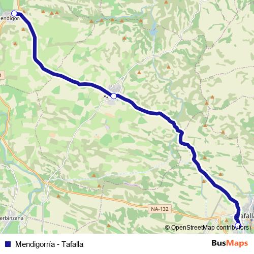 Mendigorría - Tafalla bus Line Map