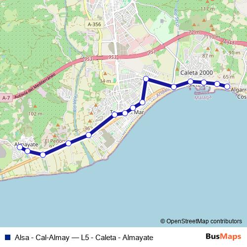 Alsa - Cal-Almay bus Line Map