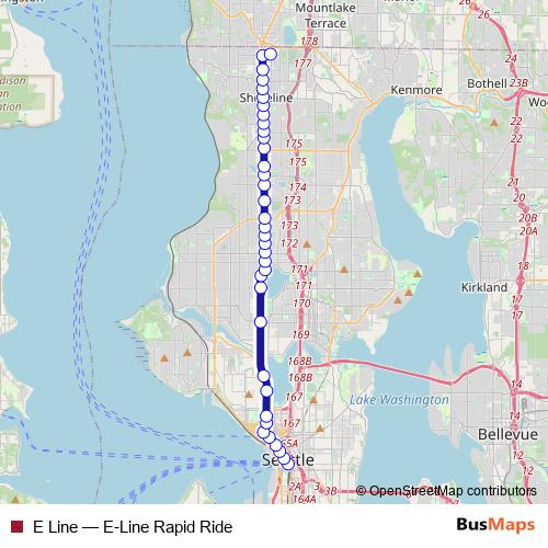 E Line bus Line Map