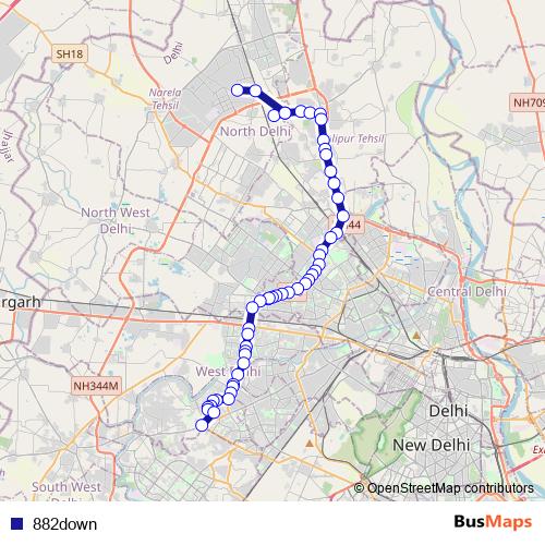 882down bus Line Map