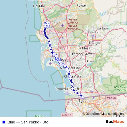 Blue tram Line Map