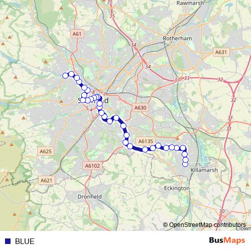 BLUE tram Line Map
