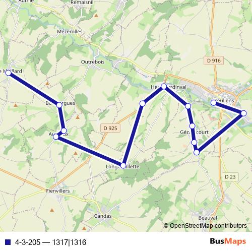 4-3-205 bus Line Map