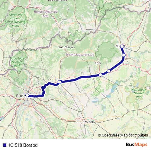 IC 518 Borsod rail Line Map