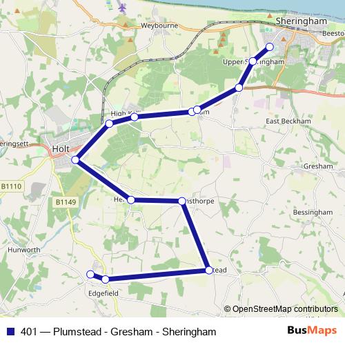 401 bus Line Map
