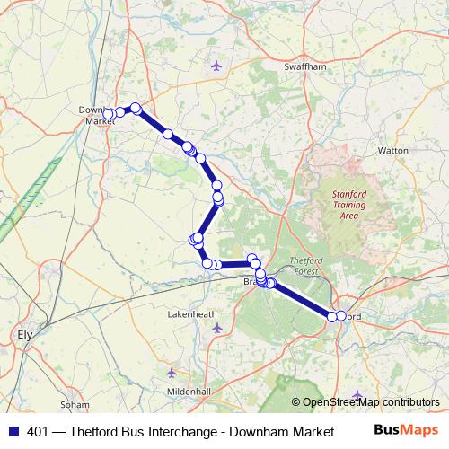 401 bus Line Map