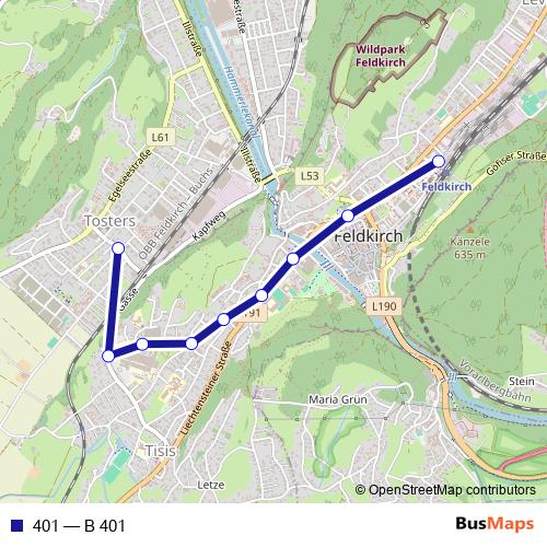 401 bus Line Map