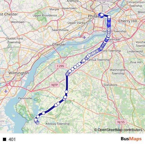 401 bus Line Map