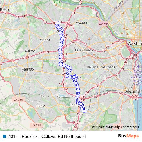 401 bus Line Map