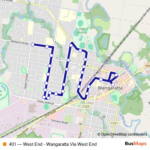401 bus Line Map