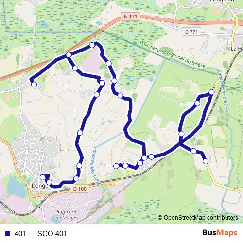 401 bus Line Map