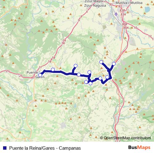 Puente la Reina/Gares - Campanas bus Line Map
