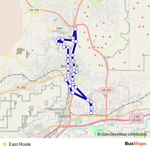 East Route bus Line Map