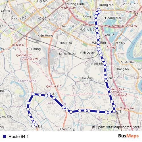Route 94 1 bus Line Map