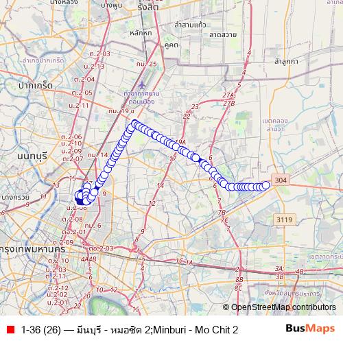 1-36 (26) bus Line Map