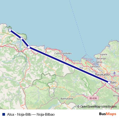Alsa - Noja-Bilb bus Line Map