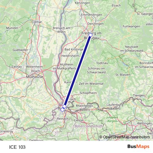 ICE 103 rail Line Map