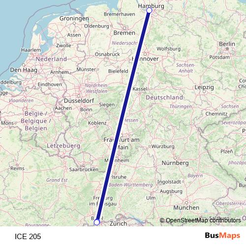 ICE 205 rail Line Map