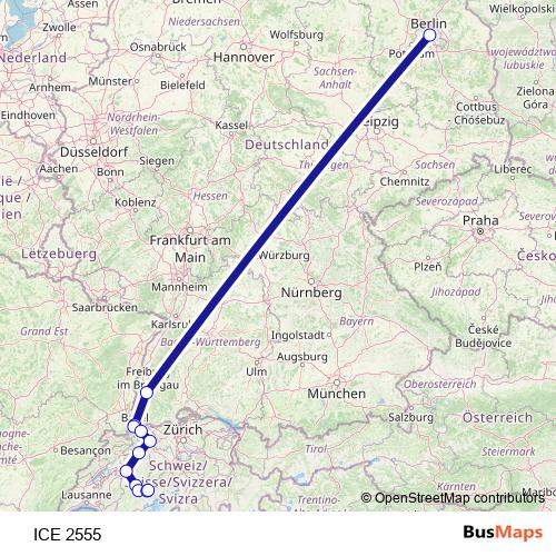 ICE 2555 rail Line Map