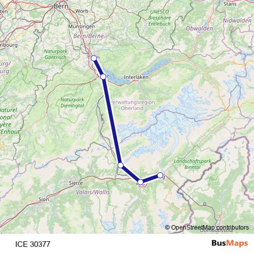 ICE 30377 rail Line Map